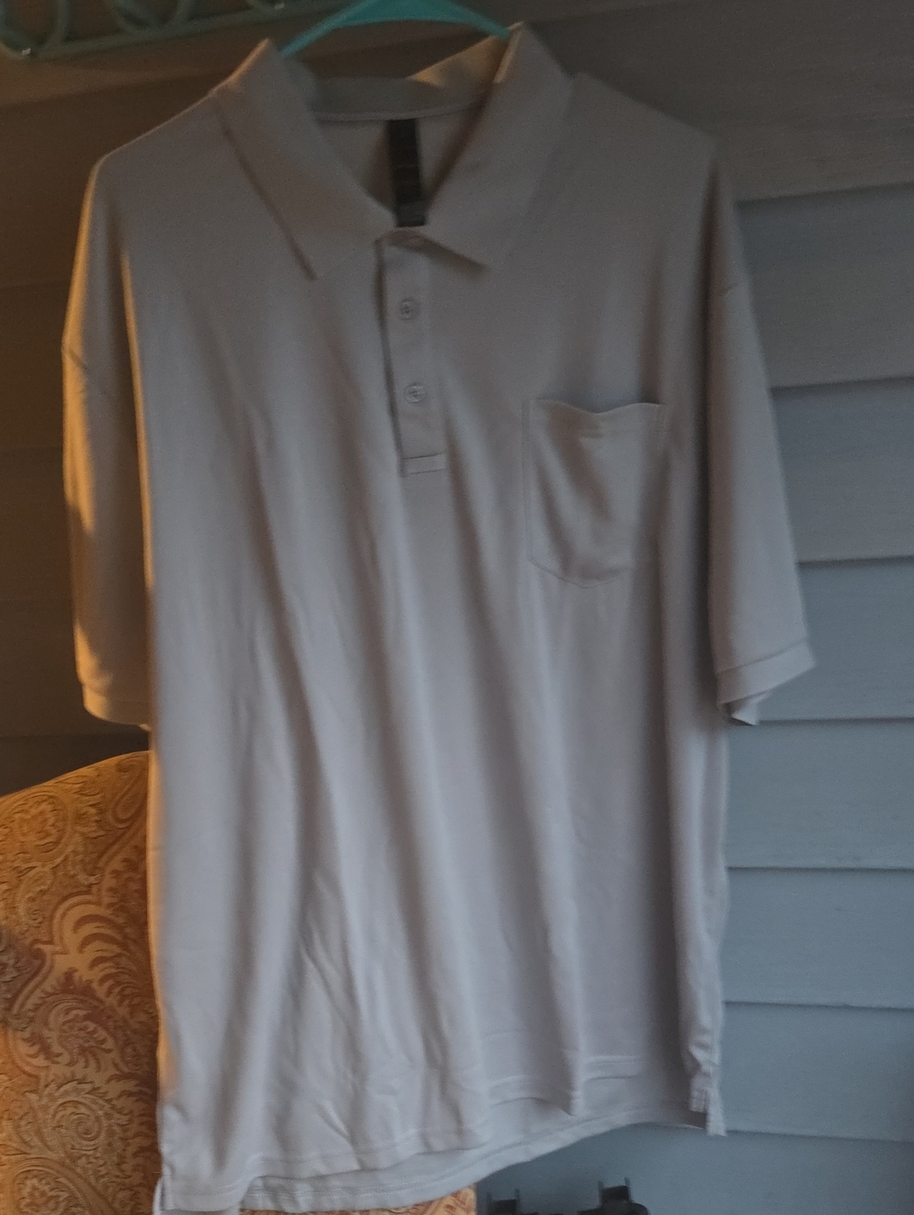 Men's Cream Short-Sleeve Polo Shirt with Chest Pocket